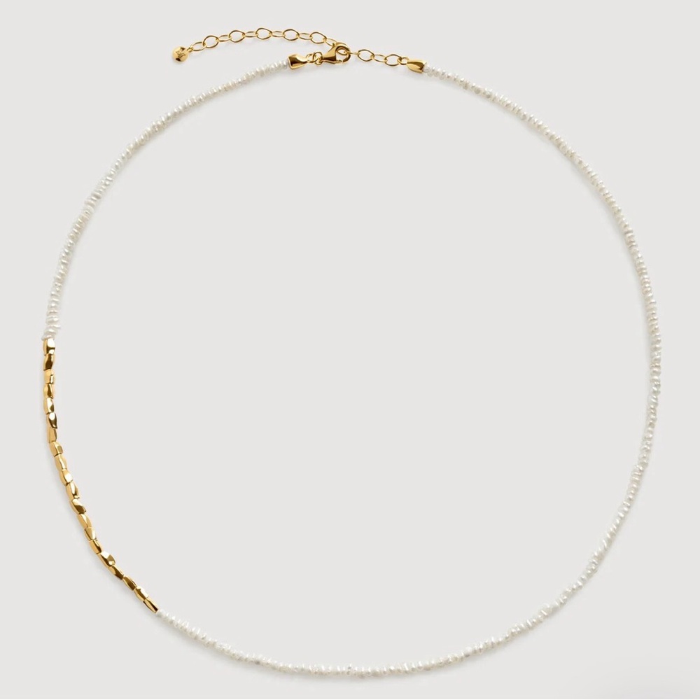 Like NEW Monica Vinader nugget pearl necklace 18k gold vermeil